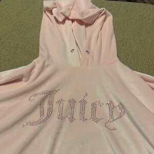 Juicy Couture Pale Pink Rhinestone Logo Velour Hoodie
